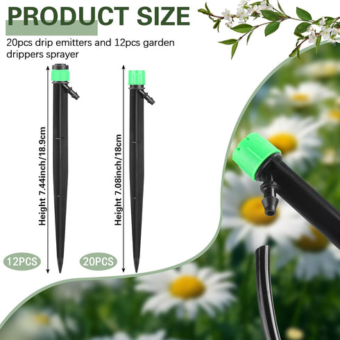 32 Pcs Drip Irrigation Emitters Drip Emitters for 1/4 Inch Tubing Irrigation Drippers Sprayer Adjustable 360 Degree Water Flow Drip for Garden Law...
