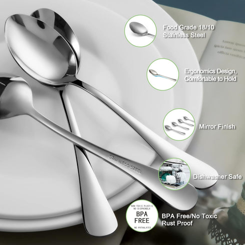 SANTUO Stainless Steel Teaspoon Set,12 Piece 6.7" Spoons Silverware,Dessert Spoons,Mirror Finish & Dishwasher Safe...