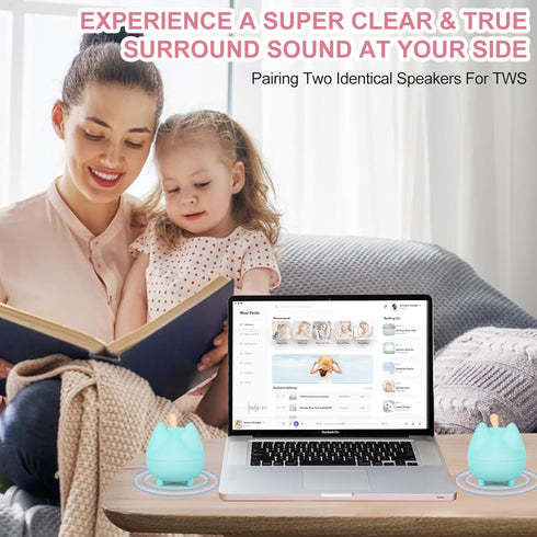 Small Bluetooth Speaker, Cute Cat Mini Wireless Speakers with Loud Stereo Sound, Built-in Mic, Super Bass, Dual Pairing,40H Playtime,Portable Spea...