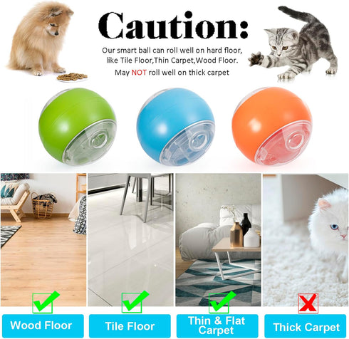 Interactive Dog Toys: Smart Treat Dispenser Ball with Remote Control, Active Rolling, Automatic Moving, USB Rechargeable, RGB Light, for Small, Me...