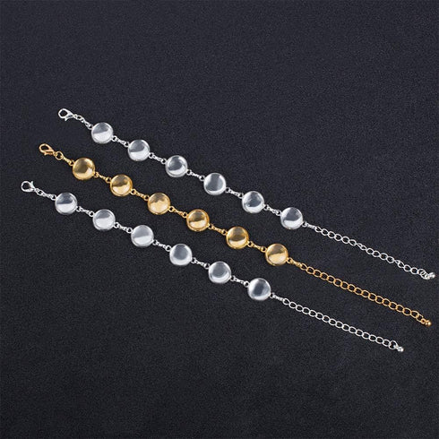 PH PandaHall 10pcs Adjustable Bracelet Chain, 12mm Bracelet Bezel Settings for Jewelry Making with 6 Tray Blank, 60pcs 12mm Clear Glass Cabochons ...