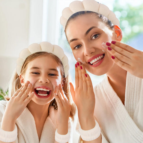 Spa Headband, Skincare Headband, Makeup Headband, Wrist Towels for Washing Face, Face Wash Headband, Bubble Wrist Bands with Claw Clips Teen Girl ...