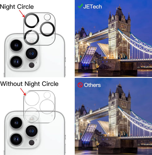 JETech Camera Lens Protector for iPhone 14 Pro 6.1-Inch and iPhone 14 Pro Max 6.7-Inch, 9H Tempered Glass, Anti-Scratch, Case Friendly, Does Not A...