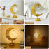 Decorative Table Lamp, Battery Powered Ramadan Desk Lamp Decorations Crescent Table Light Lunar Star Moon Lantern for Bedside Nightstand Desktop K...