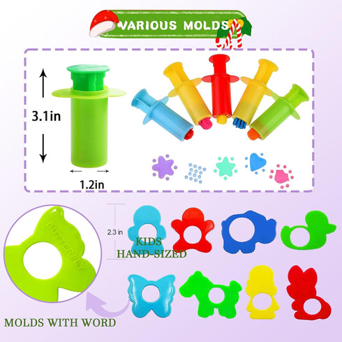 Dough Tools Play for Kids- Toy Set Accessories with Stamps Cutter Rolling Pin Extruder Molds and Storage Box Party Favors Set for Age 2-8...