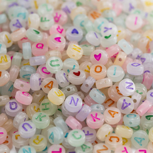 500PCS Acrylic Letter Beads Glow in The Dark for Jewelry Making Alphabet Beads for Bracelets Kit Letters Beads for Necklace Making (color letter l...