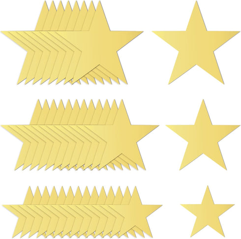 120 PCS Glitter Gold Five Star Cutouts Paper Star Cutouts Star Cutouts for Bulletin Board Stars Classroom Wall Party Decoration Supply 3 Sizes 3.1...