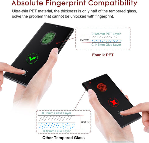 Esanik [2+2Pack Privacy Screen Protector for Samsung Galaxy S23 Ultra 6.8-inch Anti Spy PET Film(NOT Glass) with Easy Installation Frame + Camera ...