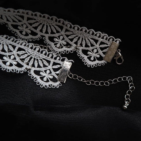 Gothic White Lace Sexy Choker Necklace Heart Butterfly Pendant Tassel Collar Neck Chain Bridal Wedding Jewelry for Women Girls...