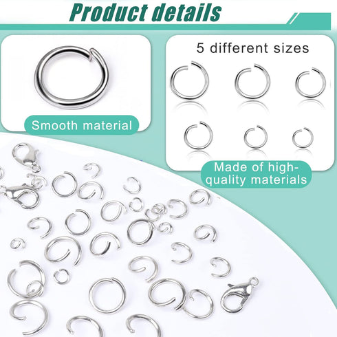Jump Rings for Jewelry Making Kit, 1500pcs Jewelry Repair Kit for Necklace Bracelet, Lobster Clasps and Closures Repair Supplies Kit with Pliers T...