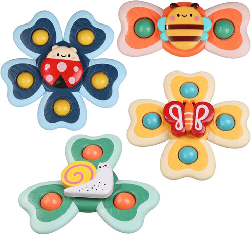 Spinner Toys for Babies, 4pcs Baby Spinners with Suction Cups for Interactive Stimulation and Sensory Development, Window Spinners for Toddlers 1-...