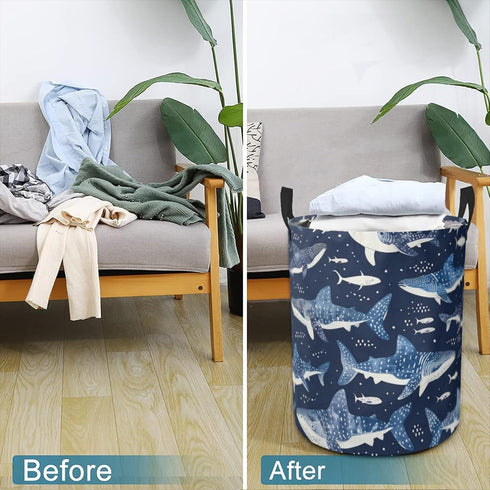 Laundry Basket Whale Shark Collapsible Laundry Hamper with Handles Clothes Storage Bin for Household Bedroom Bathroom College Dorms...