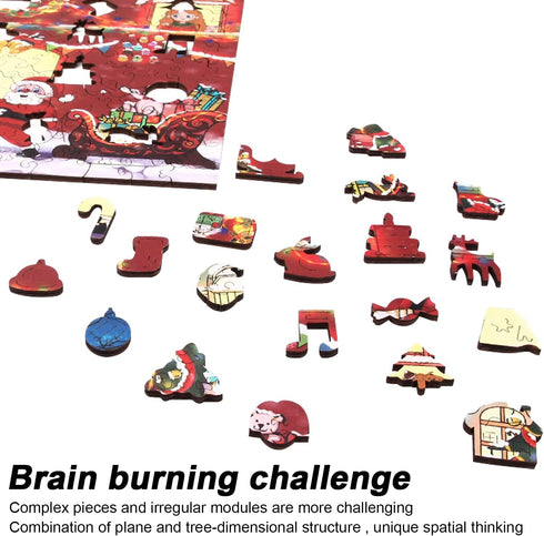 180 Pieces Christmas Puzzles for Kids Ages 4-10 Wooden Jigsaw Puzzles Unique Shape Irregular Small Animals and Plants A4 Size 10.83 * 7.68 inch?27...