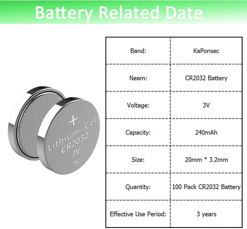 100Packs CR2032 3V Lithium Batteries...
