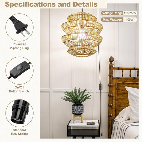 DiCUNO E26 Hanging Lantern Extension Cord Cable, Light Socket On Off Inline Cord Switch Control Lamp, 6.6 Feet (2M), Black, 1-Pack...