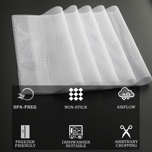 Silicone Mesh Dehydrator Sheets for COSORI Food Dehydrator CFD-P501-SUS. 9 * 10 inch 5pcs/sets Compatible 5 Stainless Steel Trays Dryer Machine....