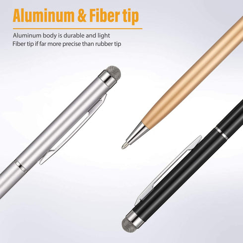 Outus 12 Pieces Stylus Pens for Touch Screens, Retractable Fiber Tip 2 in 1 Capacitive Stylus Ballpoint Pen Compatible with iPad iPhone Tablets Sa...