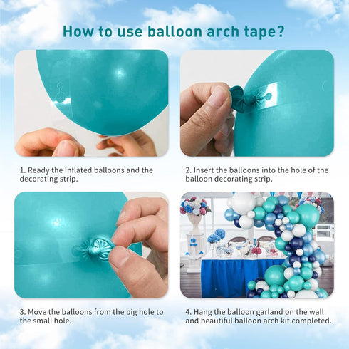 Teal Balloon Garland Arch Kit, Navy Blue Light Blue Teal White Turquoise Aqua Latex Balloons Garland Kit for Boys Girls Women Bridal Baby Shower O...