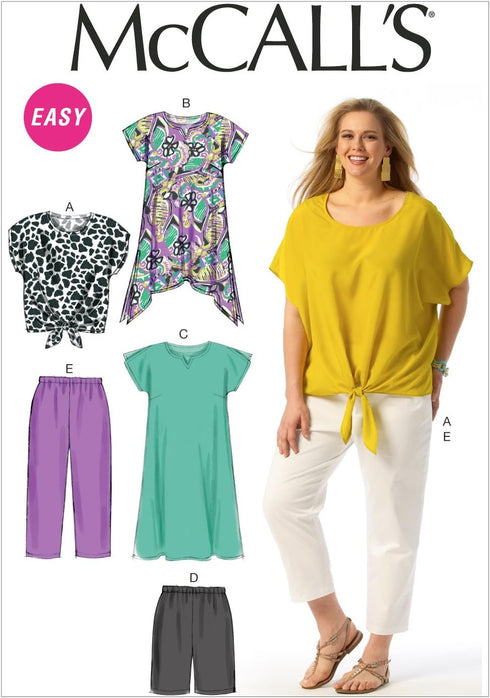 McCall Pattern Company M6971 Women's Top, Tunic, Dress, Shorts and Pants, Size RR "18W-20W-22W-24W"...