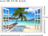 Beach Seascape Window Wall Sticker Palm Tree and Hammock Fake Window Wall Decals Removable Tropical Sea Window View Wall Stickers Decal for Living...