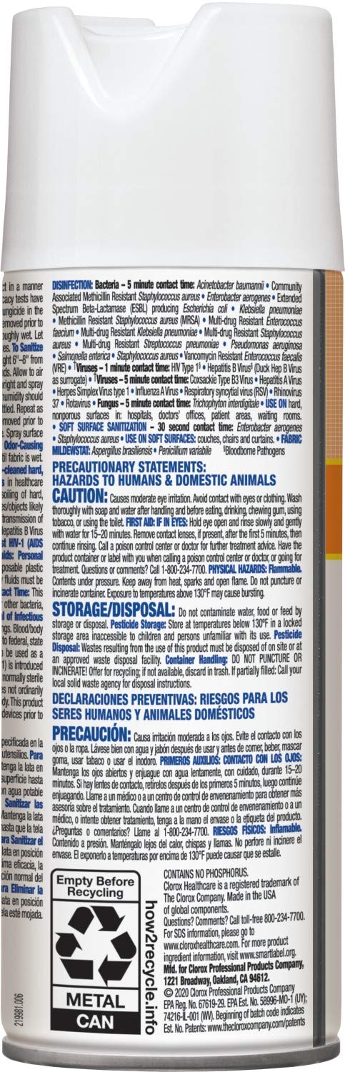 Clorox Healthcare Citrace Hospital Disinfectant and Sanitizer Aerosol Spray, Citrus Scent, Bleach Free, 14 Fluid (Package May Vary)...