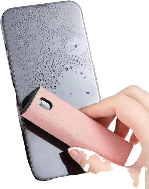 Touchscreen Mist Phone Screen Cleaner for All Phones Laptop and Tablet 2 in 1 Spray and Microfiber Cloth Mini Portable… (Light Pink)...