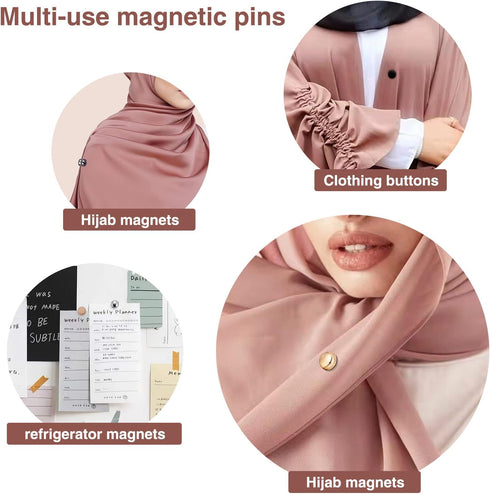 PeacePray 8 Pairs Premium Strong Hijab Magnetic Pins, No-Snag Multi-Use Hijab Magnets, Professional Pinless Magnetic Hijab Pins, Shiny and Matte S...