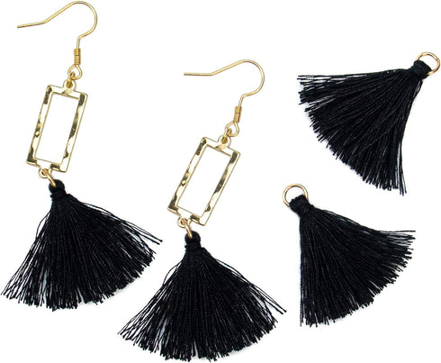 AUEAR, 100 Pieces Mini Black Tassel Charms Small Craft for Earring Jewelry Making Bookmark Keychain DIY Decoration Supplies...
