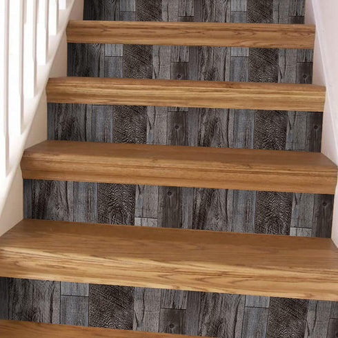 Yun-aeon Gray Wood Peel and Stick Wallpaper 17.3" X 80" Self Adhesive Wallpaper Backsplash Line Removable Wall Paper Bathroom Old Furniture Renova...