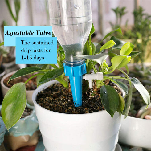 Drip Irrigation System Garden Watering System 12PCS Self Watering Spikes Devices Vacation Automatic Drip Irrigation Kits Adjustable Valve Plant Wa...