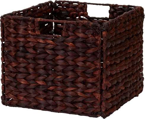 Household Essentials Wicker Open Storage Bin for Shelves, Dark Brown...