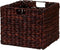 Household Essentials Wicker Open Storage Bin for Shelves, Dark Brown...
