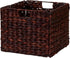 Household Essentials Wicker Open Storage Bin for Shelves, Dark Brown...