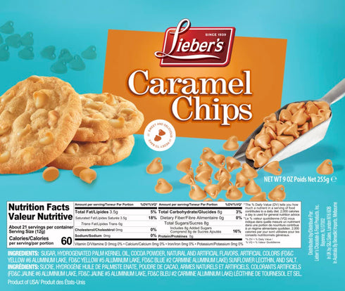 Lieber's Real Caramel Chips| Baking Chips | Certified Kosher for Cookies, Cakes, Muffins and More! 9 Oz Pack Of 3...