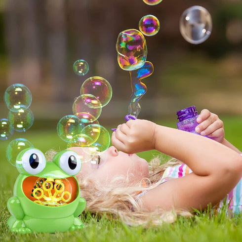 Automatic Bubble Machine with 5pcs Bubble Concentrate, Bubble Blower Toys for Kids,Frog Bubble Blower Machine Make Over 500 Bubbles per Minute for...