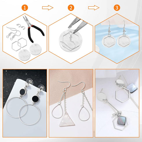 60pcs Hoop Earrings for Jewelry Making,Earring Finding Hoop Hypoallergenic Teardrop Hexagon Round Earring Hoop Open Bezel Pendant Frame for DIY Ea...