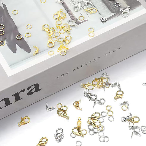 462 Pcs Lobster Claw Clasps for Jewelry Making Kit,Lobster Clasp Set with Open Jump Rings Connectors,Bracelet Making Kit for Jewellery DIY Craft w...