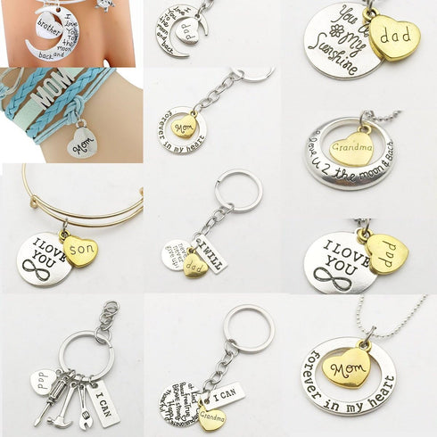 Family Mom Words Charm Collection-32 PCS Craft Supplies Heart Moon Love Words Mother's Day Charms Pendants for Jewelry Making Crafting Findings Ac...