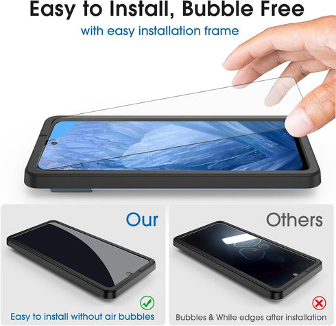 amFilm 3+1 Pack for Google Pixel 8A Screen Protector Tempered Glass, Ultrasonic Fingerprint Compatible, with Easy Installation Frame, Anti Scratch...
