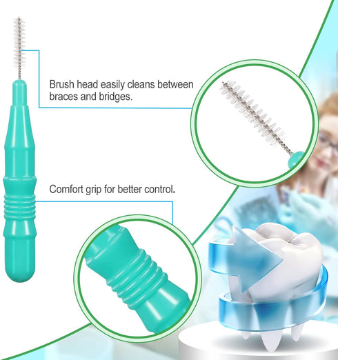 700 Pieces Interdental Brush Set Included 100 Braces Brush Between Teeth 600 Toothpick Toothpicks Tooth Floss for Cleaner Toothpick Tooth Flossing...