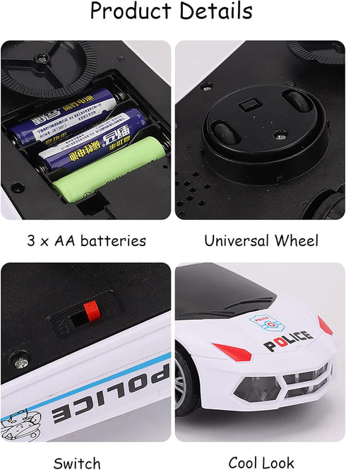 Toy Cars, Police Car Toys for Boys 3-5, Police Car Spinning Toy with Music Lights and Siren, Automatic Door Opening Spin Toy for Outdoor Indoor Ki...