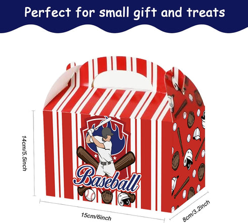 chiazllta Baseball Party Favor Treat Boxes Gift Boxes Baseball Candy Cookies Snack Goody Cardboard Box with Handles for Kids Sports Party Supplies...