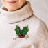 DEMDACO Holly Berry Red, Green, and Gold Tone Glittered 5 Inch Polyester Christmas Lapel Pin...