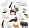 Toymany 14PCS Tiny Polar Animal Figurines, Plastic Arctic Animal Figure Set includes Polar Bear,Caribou,Penguin,Walrus, Wolf Figures, Cake Toppers...