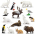 Toymany 14PCS Tiny Polar Animal Figurines, Plastic Arctic Animal Figure Set includes Polar Bear,Caribou,Penguin,Walrus, Wolf Figures, Cake Toppers...
