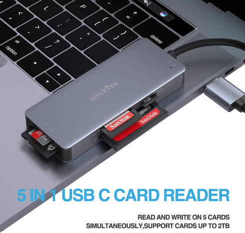 CF Card Reader,USB 3.0 to Compact Flash Memory Card Reader Adapter 5Gbps Read 5 Cards Simultaneously for SDXC, SDHC, SD, Micro SDXC, Micro SD, Mic...
