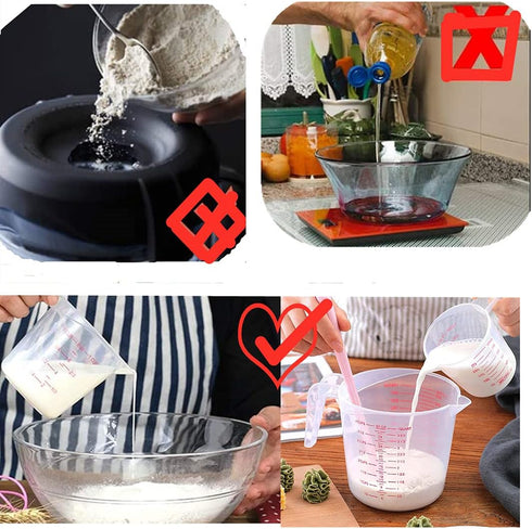 Plastic Measuring Cup Set,3Pcs BPA Free Plastic Clear Heat-resistant with Angled Grip and Spout Stackable Liquid Measuring Cup for Kitchen Use...