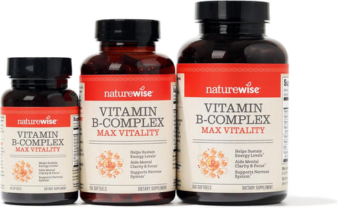 NatureWise Vitamin B Complex for Women and Men - with Folic Acid Biotin B1 B2 B3 B6 B12 - Support Cellular Energy & Mental Clarity - Gluten Free, ...