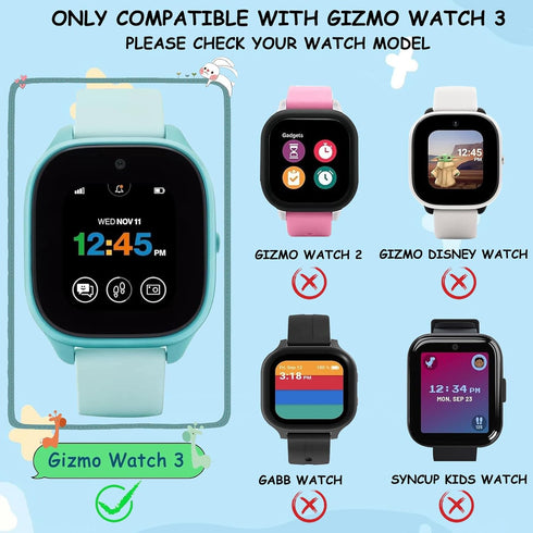 surundo Compatible with Gizmo Watch 3 Screen Protector Case, Hard PC with Tempered Glass High Definition Scratch Resistant Overall Bumper Cover Sh...