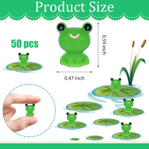 50 PCS Mini Frogs Garden Decor Tiny Plastic Frogs Miniature Resin Frog Figurines for Fairy Garden Miniature Moss Landscape Decoration (0.47 x 0.59...